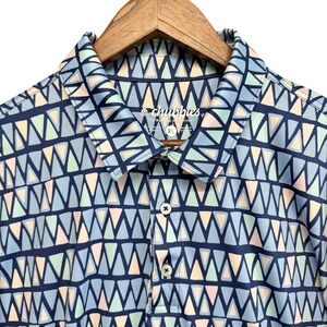 Chubbies Polo Shirt Mens XL Blue Geometric Stretch Golf Performance Short Sleeve